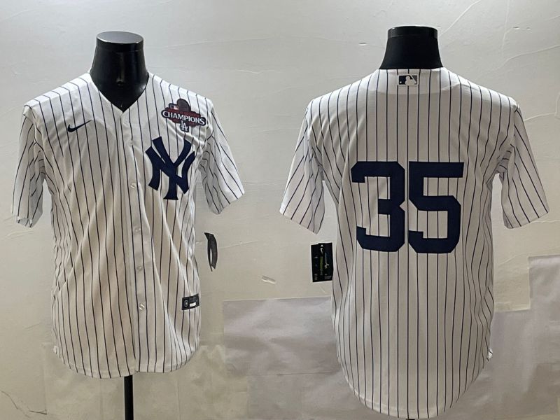 Men New York Yankees #35 No Name White Stripe Game 2025 Nike MLB Jersey style 5